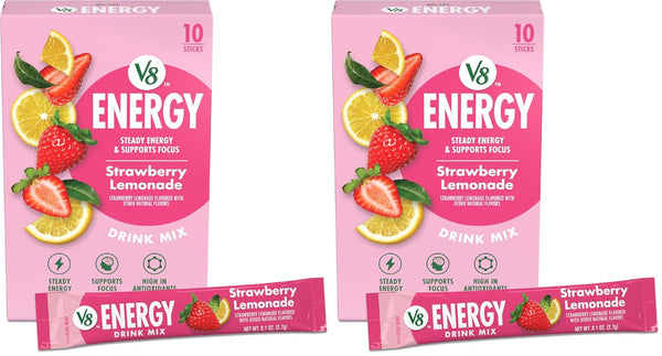 V8 Energy Strawberry Lemonade Energy Drink Powder, .10 oz Packet (10 Count)