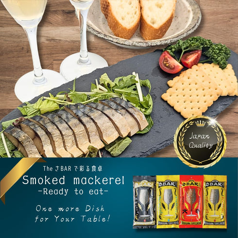 THEBAR Omega-3 3.35oz (95g) Premium Japanese Smoked Mackerel Gourmet Seafood Snack with Spicy Seasoning Ready-to-Eat