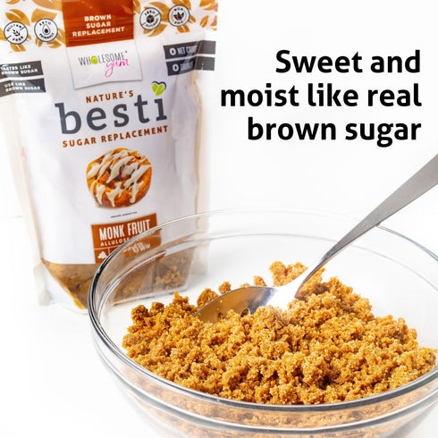 (12 oz, 2 Pack) Wholesome Yum Besti Natural Brown Sugar Substitute - Keto Brown Monk Fruit Sweetener Blend