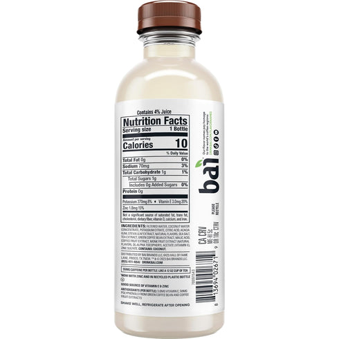 18 6 Pack Bai Antioxidant Infused Water Beverage, Molokai Coconut, with Vitamin C and No Artificial Sweeteners, Fluid