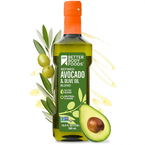 BetterBody Foods Refined Avocado Olive Oil 50/50 Blend, Non-GMO Cooking Oil, Gluten