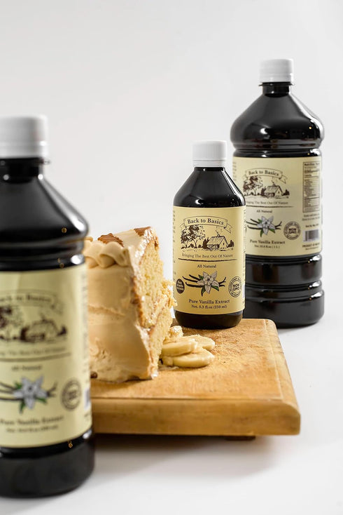 Back to Basics – All Natural Pure Vanilla Extract – 8 oz Mexican Vanilla for Cooking, Baking, Dessert Making