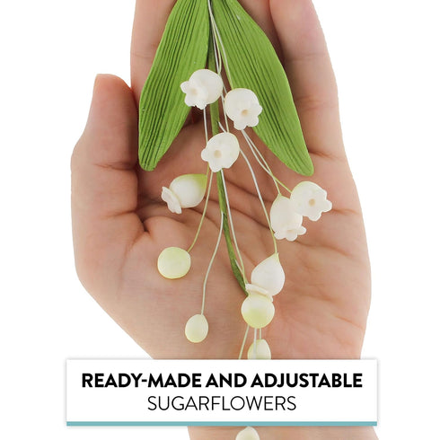 4 Count Global Sugar Art Lily of the Valley Sugar Cake Flowers Spray White, by Chef Alan Tetreault