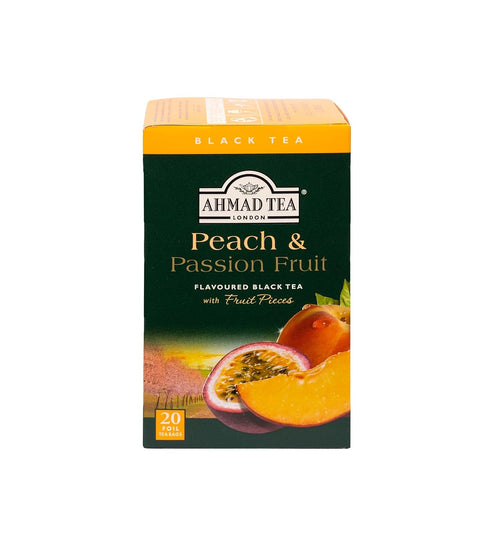 20 (Pack 6) Ahmad Tea Black Tea, Peach And Passion Fruit Teabags, ct Of - Caffeinated And Sugar-Free