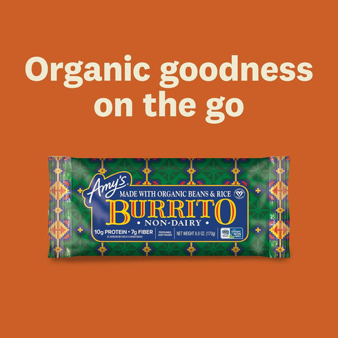 Frozen 5.5 oz Amy's Meals, Cheddar Cheese Burrito with Beans and Rice, Gluten Free