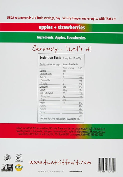That's It 1.2 oz 12 Fruit Bars - Apple & Strawberry - - ct