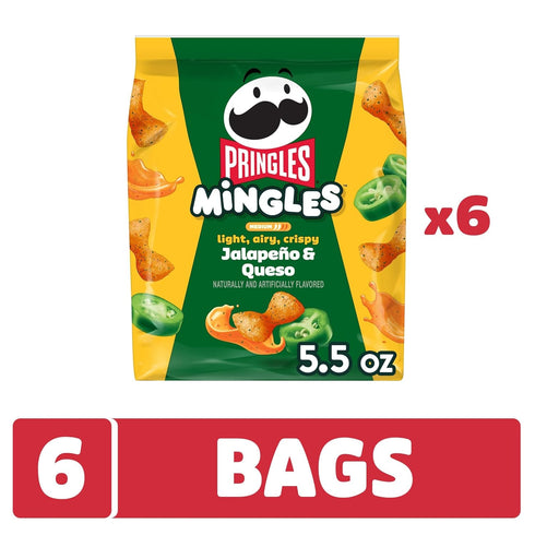 (6 Pringles Mingles Puffed Snacks, Jalapeno and Queso, Salty Snacks Bags)