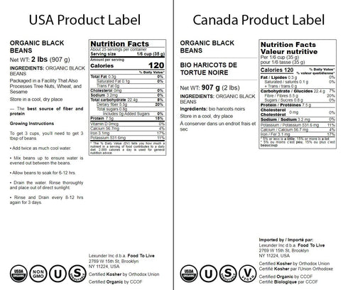 2 Food to Live Organic Black Beans, Pounds Non-GMO, Whole Dried Beans, Sproutable, Vegan, Kosher, Bulk. Great Source