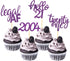 24 Pcs Glitter Cupcake Toppers for Celebrating 21st Birthday Party Decorations (Purple Glitter)
