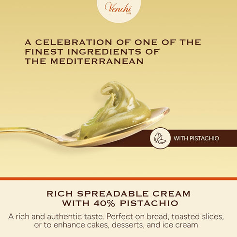 7.05 oz, Venchi - Pistachio Spread, Gluten Free, Free from Dyes and Preservatives, Made in Italy, Gift Idea