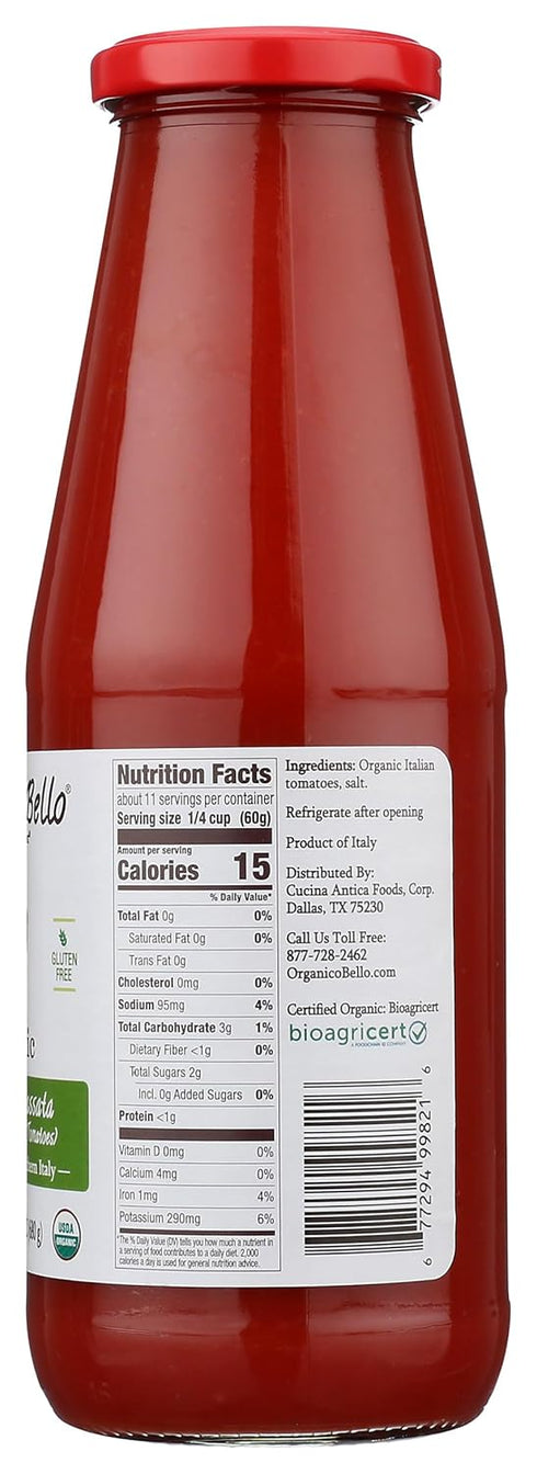 24 OZ ORGANICO BELLO Organic Strained Passata Tomatoes