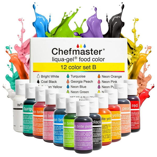 Chefmaster - Liqua-Gel Food Coloring - 12 Color Set B - Fade