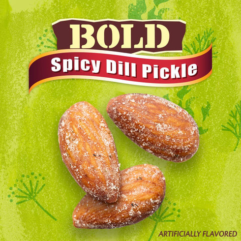 (1.5 Oz. Pack 12) Blue Diamond Almonds, Bold Spicy Dill Pickle Flavored Snack Nuts, Single Serve Bags Tubes