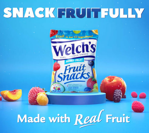 Pack, 0.9 oz (Pack 66) Welch's Fruit Snacks, Mixed Fruit, Gluten Free, Bulk Individual Single Serve Bags