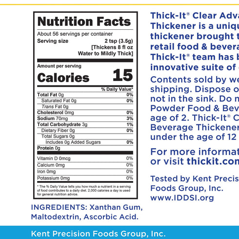 7.24 Oz Thick-It Clear Advantage Food & Beverage Thickener Powder For Dysphagia | Flavorless | Stable Consistency | Jar