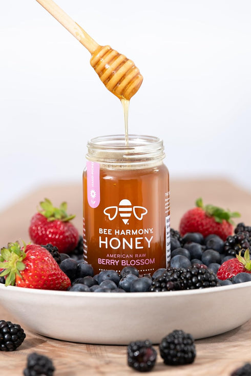 12 OZ Pack 2 Bee Harmony Berry Blossom American Raw Honey, Each