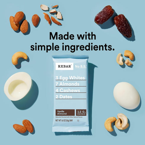 22oz (12 Count) RXBAR Protein Bars, Protein Snack, Snack Bars, Vanilla Almond, Box