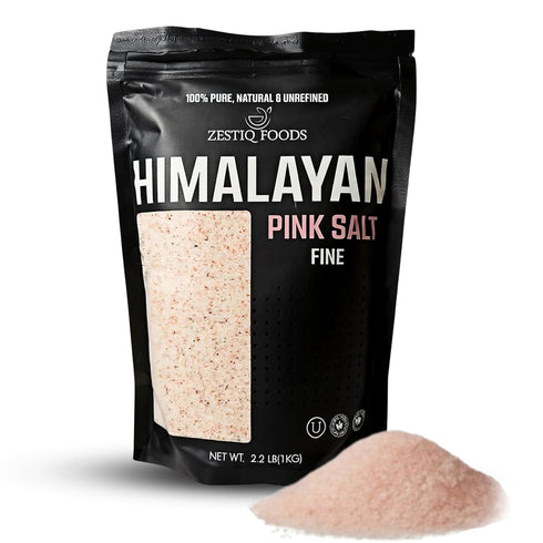 Zestiq Foods Himalayan Pink Rock Salt - Raw Unrefined Mineral-Rich, No Additives,