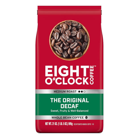 Eight O'Clock Coffee The Original Decaf Whole Bean Coffee, Medium Roast, 21