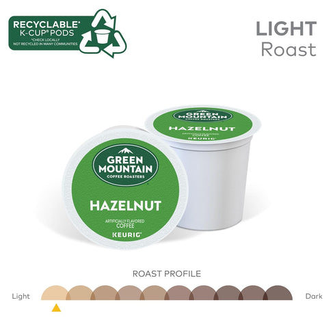 72 Count Green Mountain Coffee Roasters Hazelnut Keurig Single-Serve K-Cup pods, Light Roast Coffee