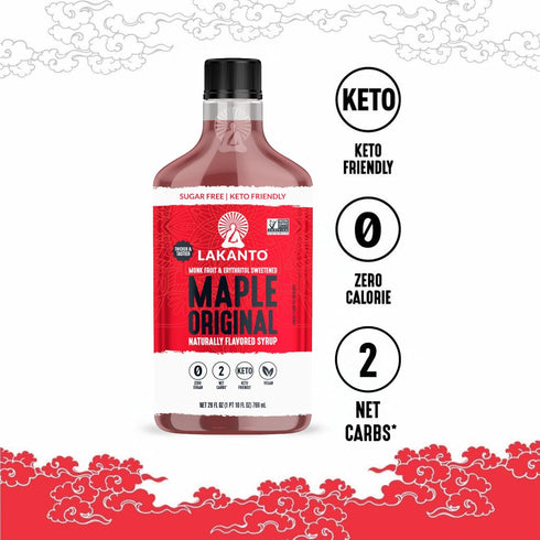 1g (13 oz Pack 3) Lakanto Sugar Free Maple Syrup - Monk Fruit Sweetener, Keto Diet Friendly, Vegan, Net Carbs