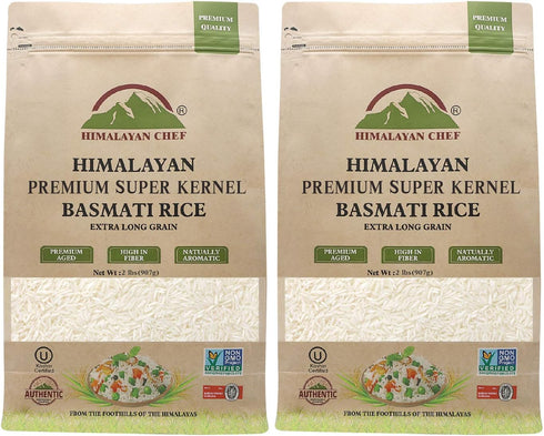 Himalayan chef White Basmati Rice 2 lbs (Pack of 2)