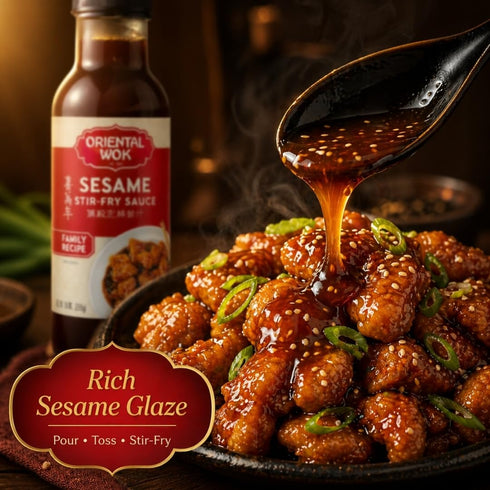 14 oz (2 Pack) Oriental Wok Gourmet Sesame Stir-Fry Sauce, Blend of Sweetness and Umami Family Sauce, Ideal