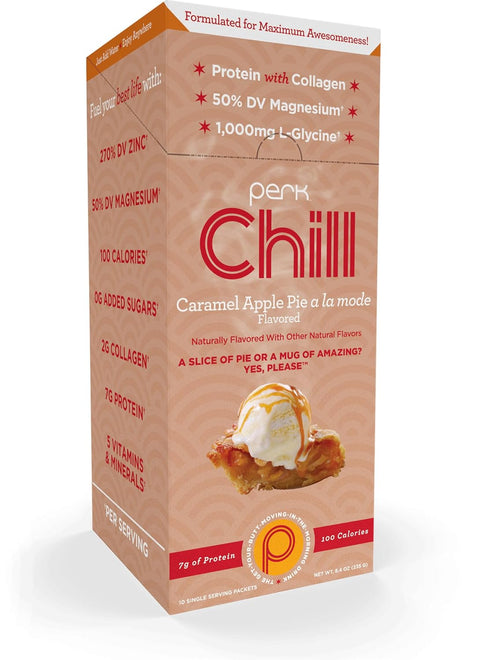 Perk Chill Drink Mix (Caramel Apple Pie) 10 Stick Packs Calming Melatonin-Free