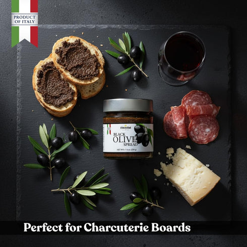7.4 oz, L'Oro Del Sud Black Olive Tapenade Spread, Italian Olive Spread for Bruschetta,Tapenade Mediterranean Olive