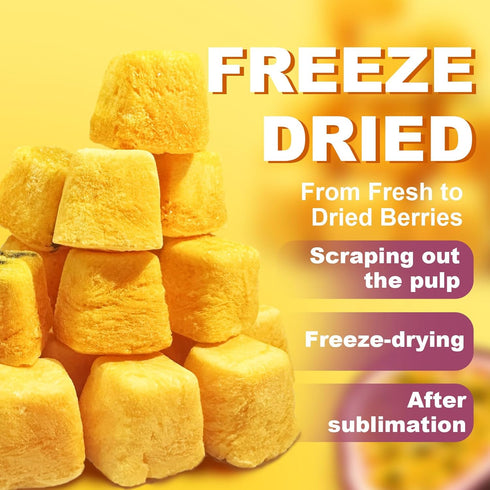 16oz/1 Freeze-Dried Passion Fruit Chunks Pound Bulk Bag - Unsweetened Crunchy Tropical Snack for Baking & Desserts