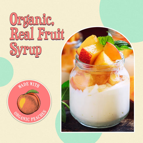 14.9oz (420g), Waebry Organic Peach Syrup Natural Fruit Syrups for Drinks, Pancakes, Tea, Shaved Ice and Ice cream