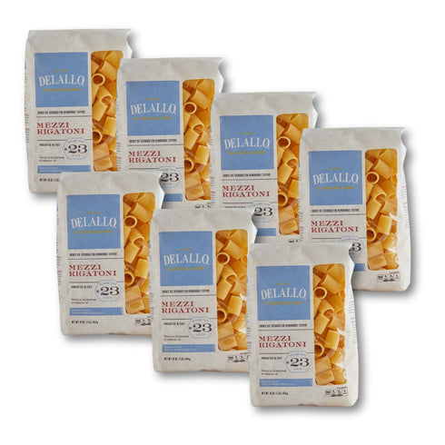 DeLallo Mezzi Rigatoni Pasta, 1 Pound Bag, Made with Only 100% Durum