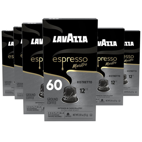 Lavazza Espresso Maestro Ristretto Aluminum Capsules Compatible with Nespresso* Original Machines, Dark