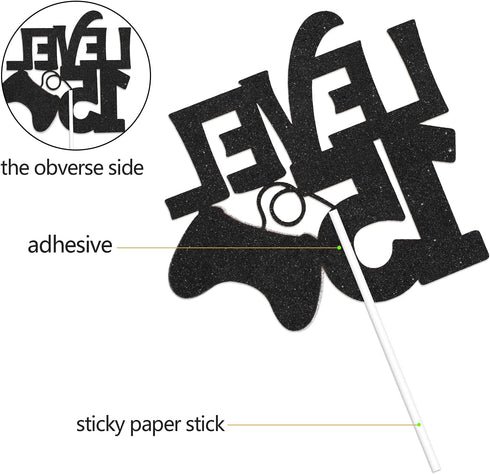 Level 15 Game Birthday Cake Topper - Video Game Boy's 15th Birthday Level Up Party Supplies - Blue Gaming Party