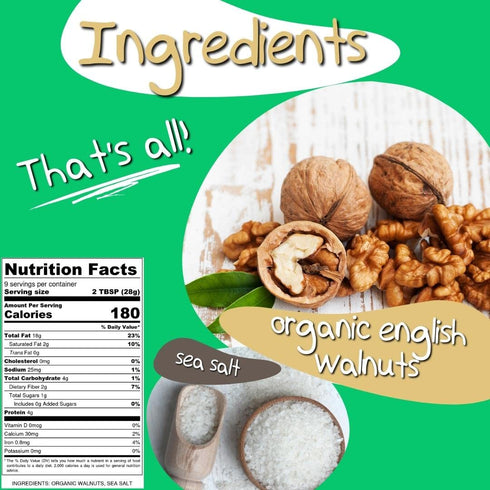 9 Oz, 3-Pack Crazy Go Nuts Organic Walnut Butter with Sea Salt - Walnut Butter Organic, Walnut Spread, Keto, Vegan, Low