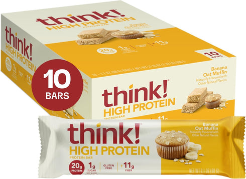 think! Protein Bars, High Protein Snacks, Gluten Free, High Fiber, Banana Oat