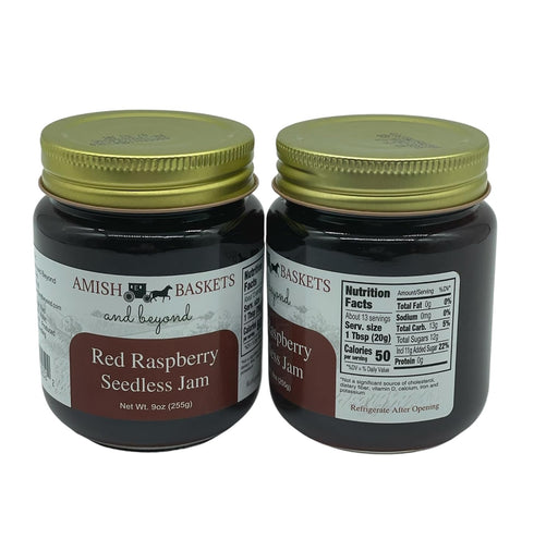 9 oz 2 Amish Red Raspberry Seedless Jam Non GMO Vegan All Natural - - Jars