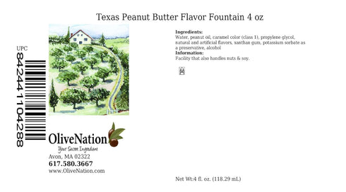 4 OliveNation Texas Peanut Butter Flavor Fountain, Low Calorie Peanut Butter Flavoring for Beverages & Baking, Kosher