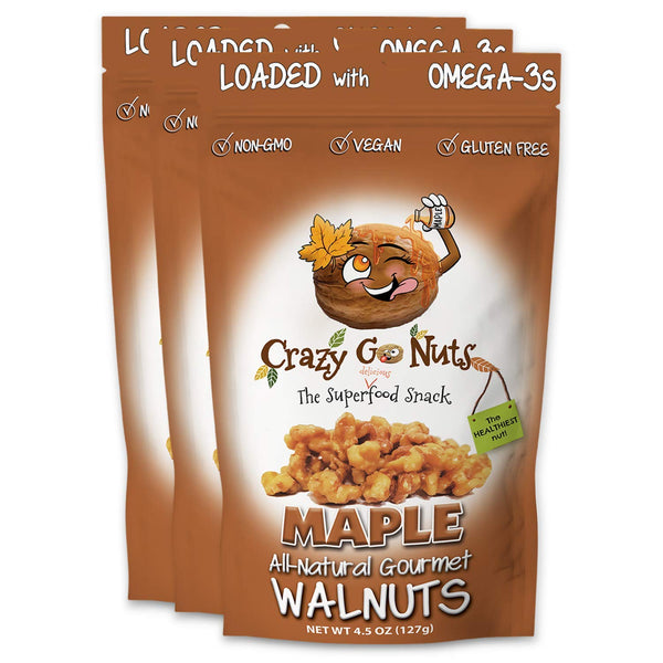 Crazy Go Nuts Walnuts Maple - Glazed Walnuts, Healthy Snacks, Vegan, Low