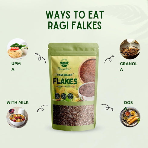 450g (0.99 lbs) Danodia Foods Finger Millet Flakes (Ragi) | Gluten-Free & Non-GMO | Traditional Unpolished Millet