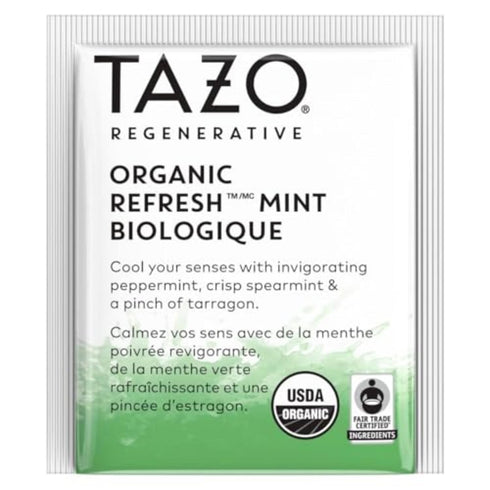 96 (16ct Pack 6) TAZO Refresh Mint Herbal Tea Bags with Peppermint and Spearmint, Caffeine Free, Total Tea Bags