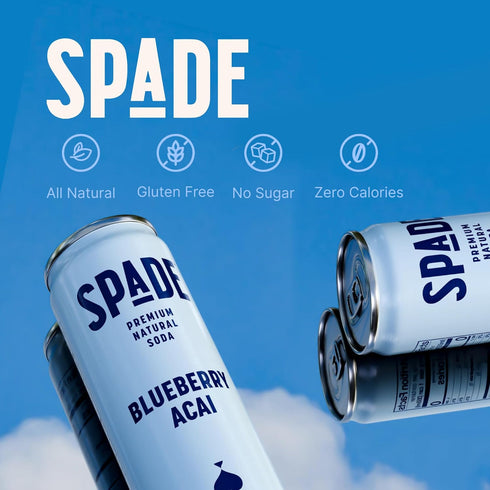 Spade Soda | Deluxe Variety + Blueberry Acai, Premium All-Natural, No Sugar, No Calories, Electrolytes, Magnesium