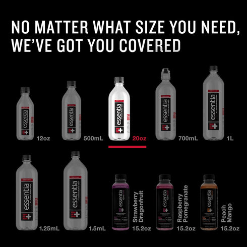 99.9% 9.5 20 Oz (Pack 24) Essentia Water LLC, Ionized Alkaline Bottled Water; Pure, Infused with Electrolytes, pH