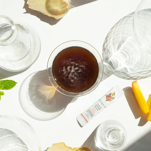 14 (Pack 1) Pique Organic Peach Ginger Tea Crystals - Caffeinated Black Tea For Energy, Prebiotic Polyphenols Support