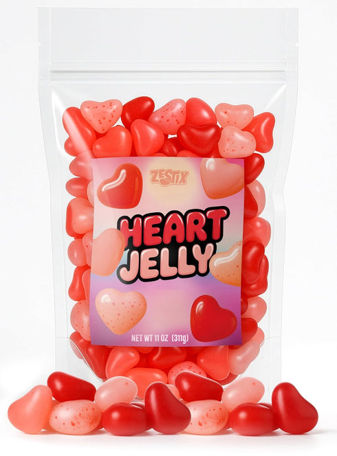 Valentines Day Candy Jelly Hearts 11 oz Bag of Cherry, Strawberry &