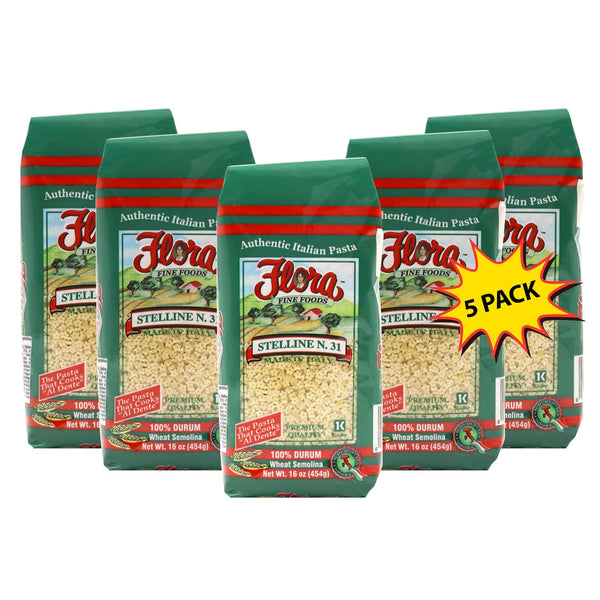Pastina Pasta by Flora Foods - Stelline Pasta - Small Stars -