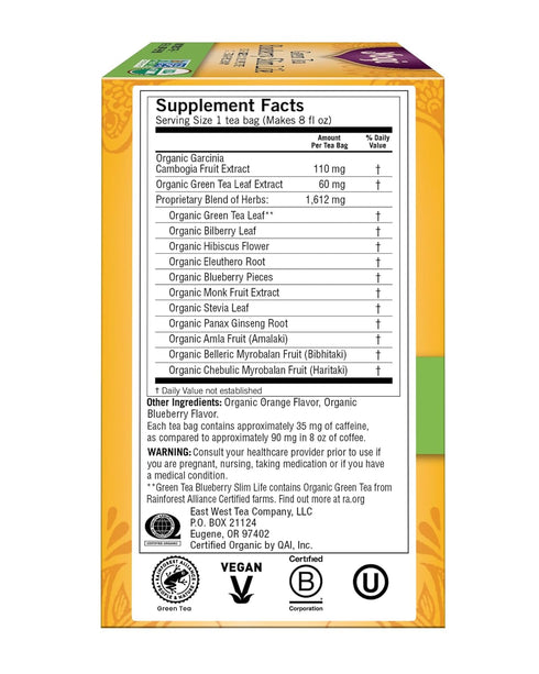 16 Yogi Green Tea, Blueberry Slim Life, Tea Bags