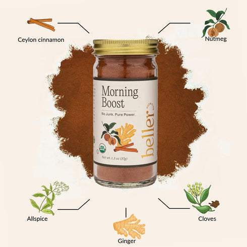 1.4 oz Beller Nutrition Morning Boost Organic Ceylon Cinnamon Spice Blend | | Organic Ceylon Cinnamon Powder & Allspice