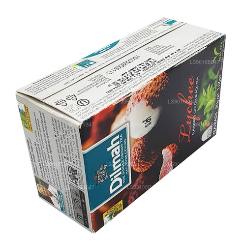 DILMAH Lychee Flavored Black Ceylon Tea - 20 Individually Wrapped Tea Bags, Premium Blend