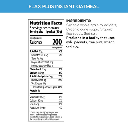 14 oz (Pack 1), Nature's Path Organic Flax Plus Instant Oatmeal, of Non-GMO